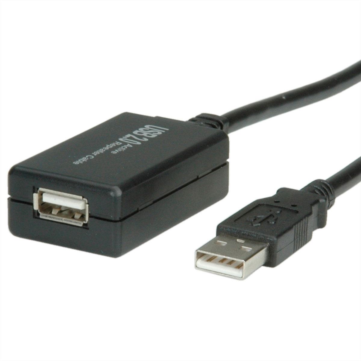 VALUE USB 2.0 VerlÃ¤ngerung, aktiv, mit Repeater, schwarz, 12 m