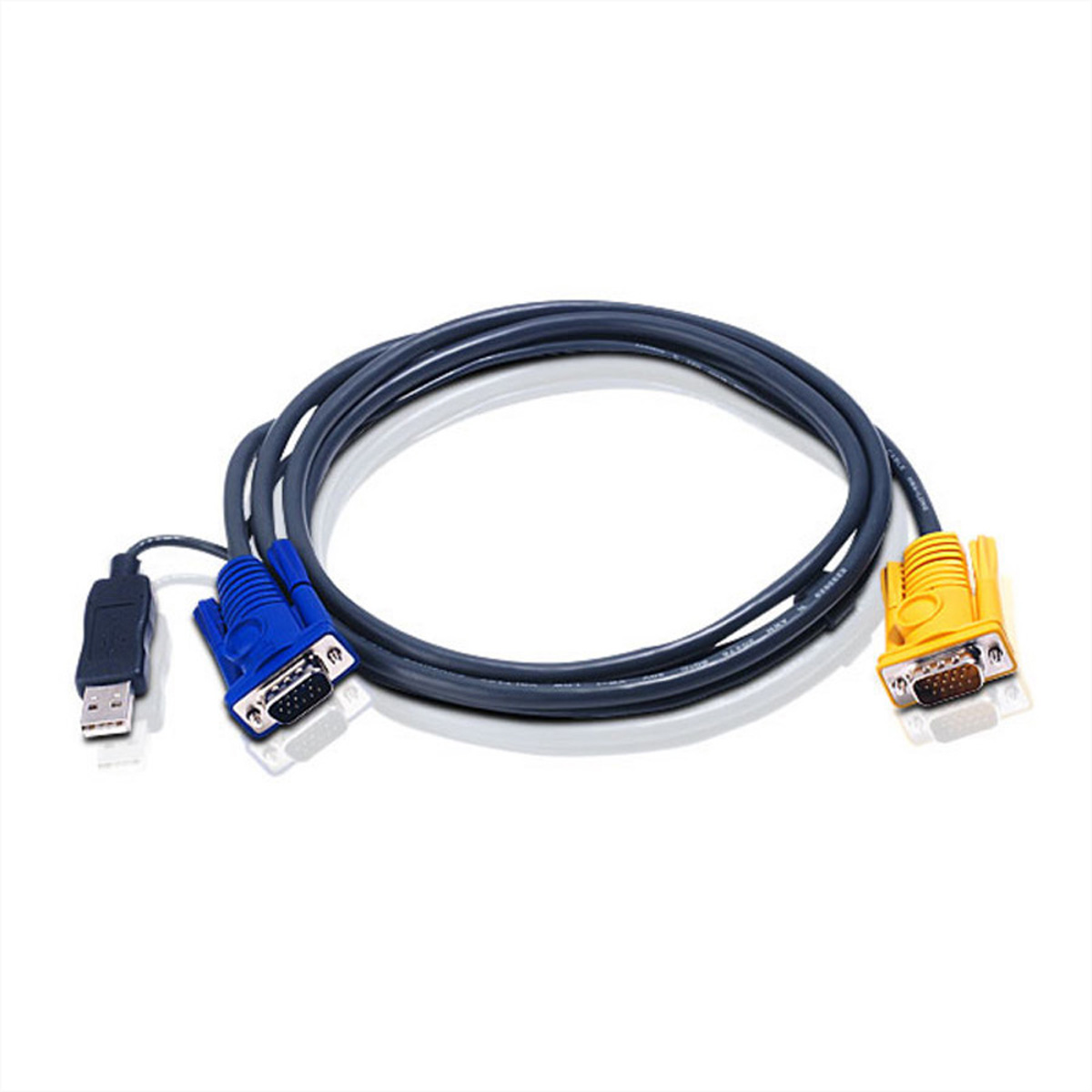 ATEN 2L-5206UP KVM-Kabel VGA USB (mit eingebautem PS/2-USB-Konverter), schwarz,
