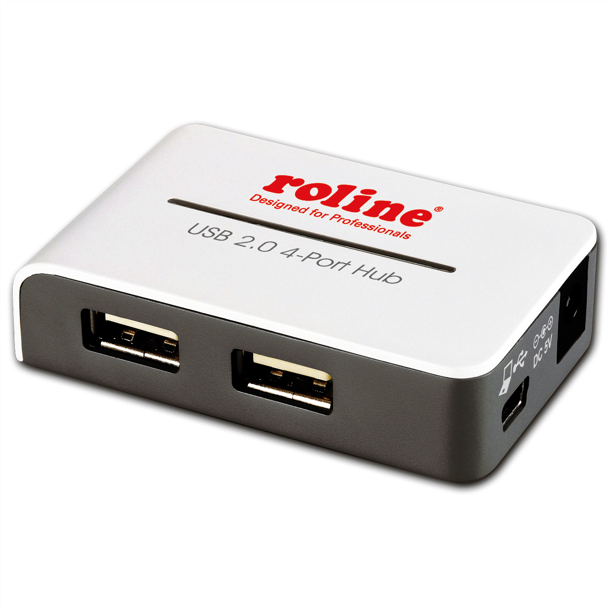ROLINE USB 2.0 Hub "Black and White", 4 Ports, mit Netzteil