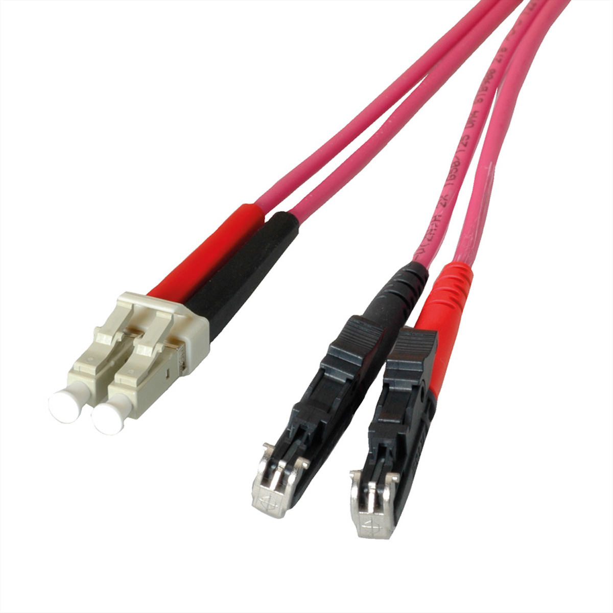 LEONI LWL-Kabel duplex 50/125µm OM4, R&M E2000 / Suhner LC, 1 m