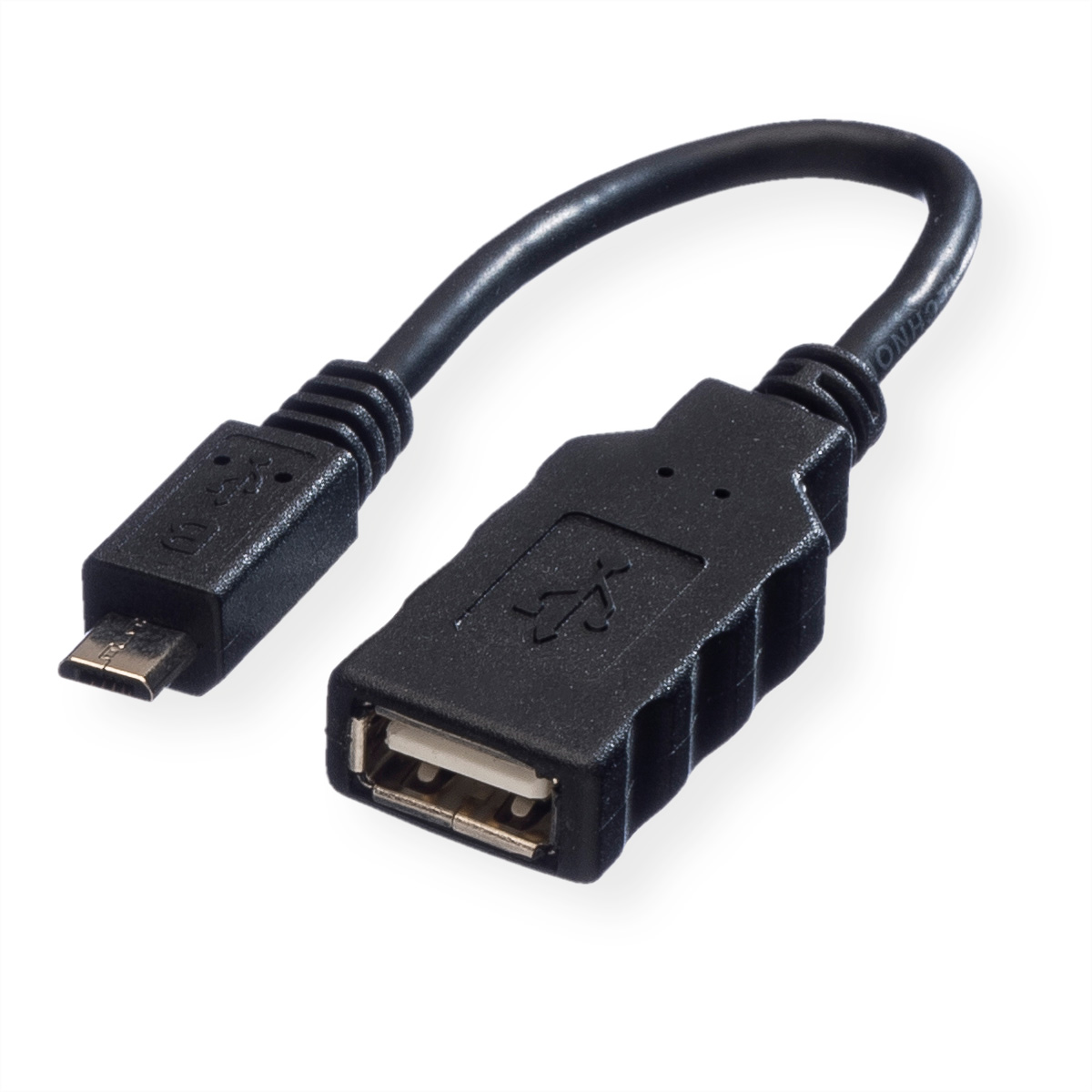ROLINE USB 2.0 Kabel, USB 2.0 Typ Micro B - Typ A BU, OTG, 0,15 m