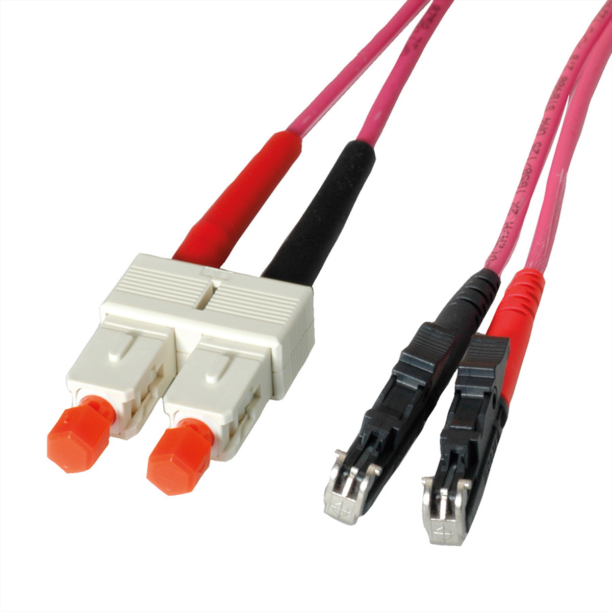 LEONI LWL-Kabel duplex 50/125µm OM4, R&M E2000 / Suhner SC, 1 m