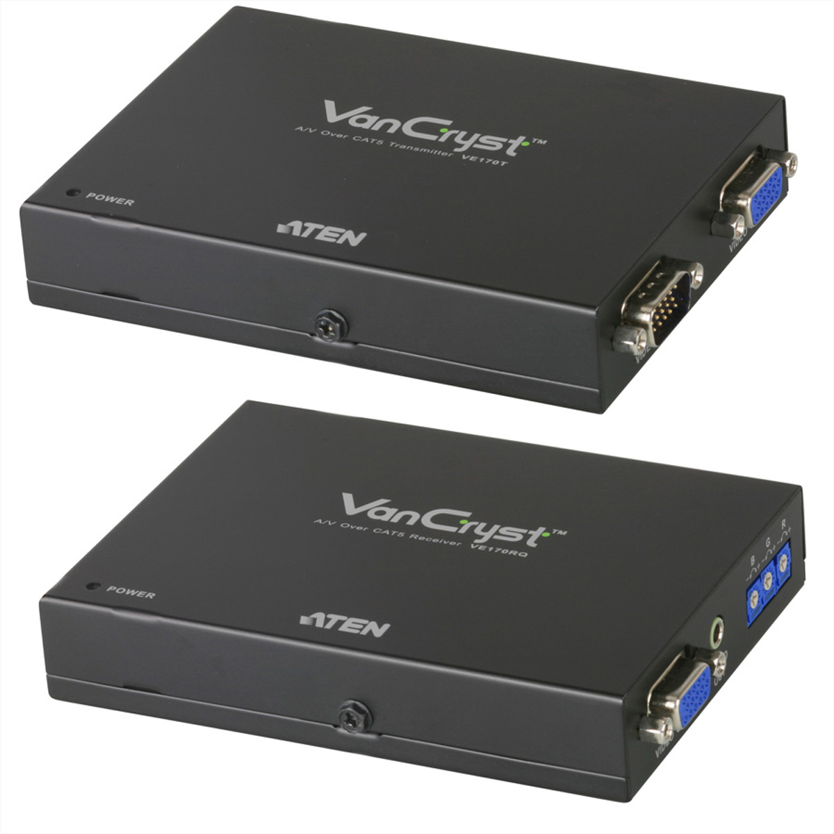 ATEN VE170Q VGA Cat5 Audio/Video Extender mit Video-Signalkompensation (Sender und Empfänger)