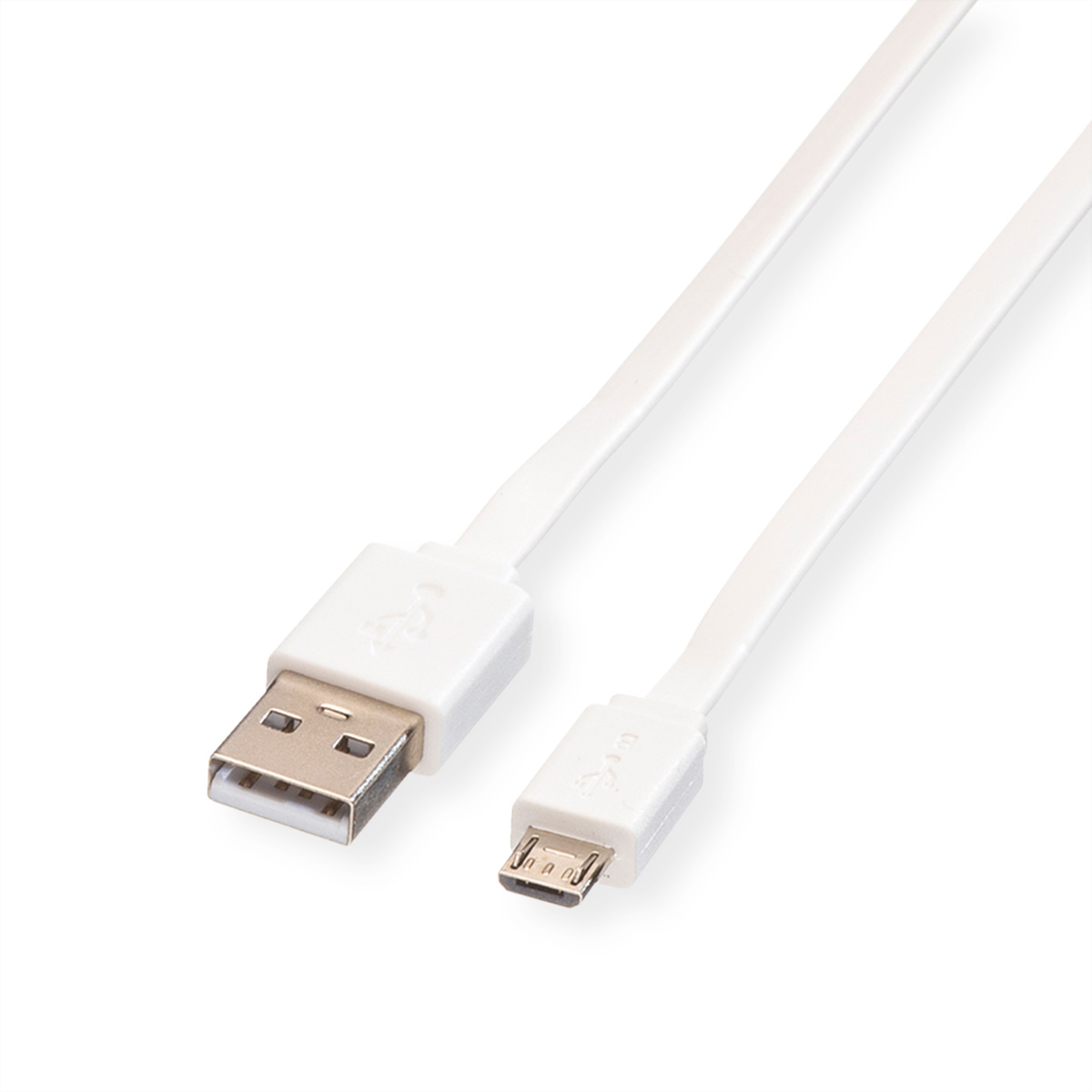ROLINE USB 2.0 Kabel, USB A ST - Micro USB B ST, weiß, 1 m