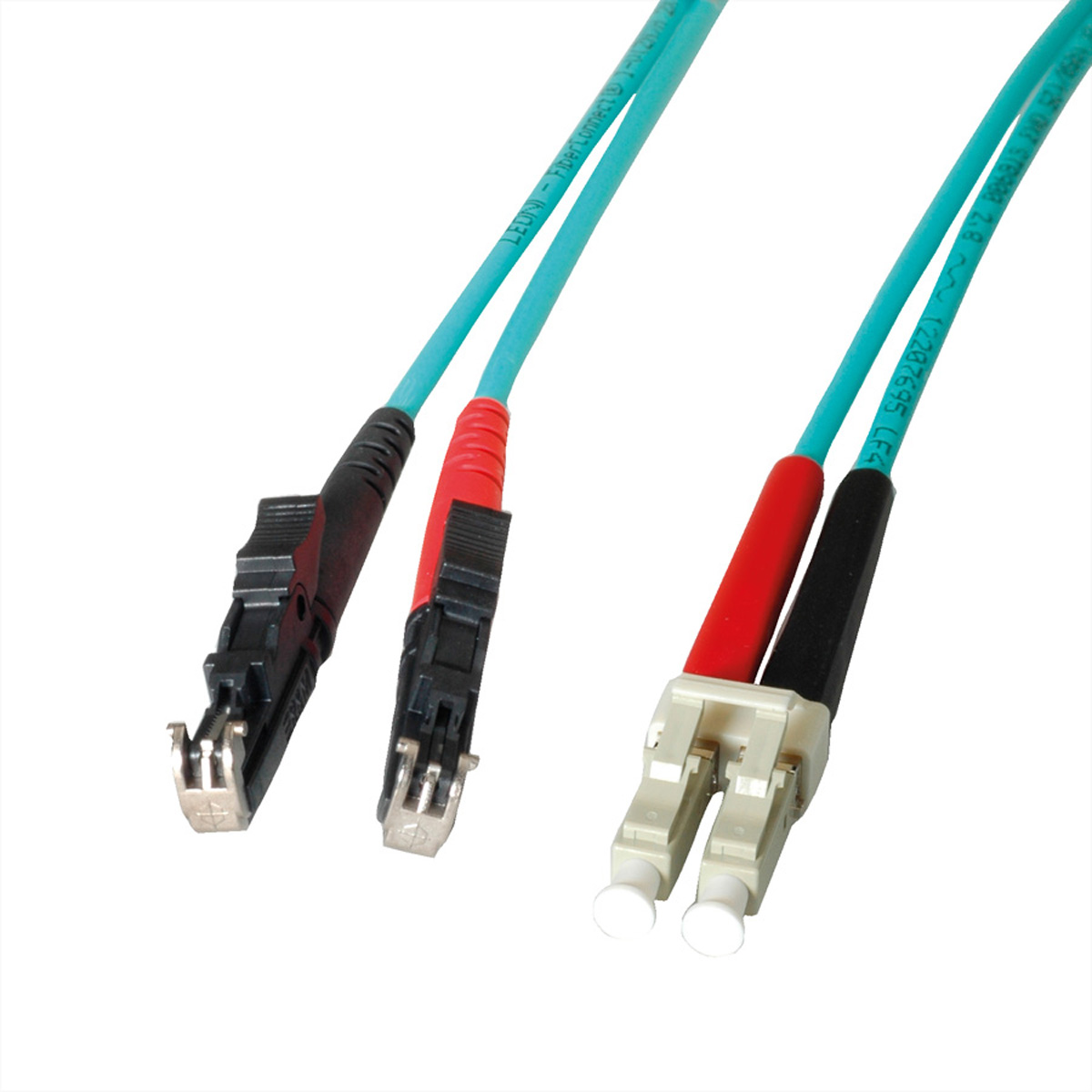 LEONI LWL-Kabel duplex 50/125µm OM3, R&M E2000 / Suhner LC, 2 m
