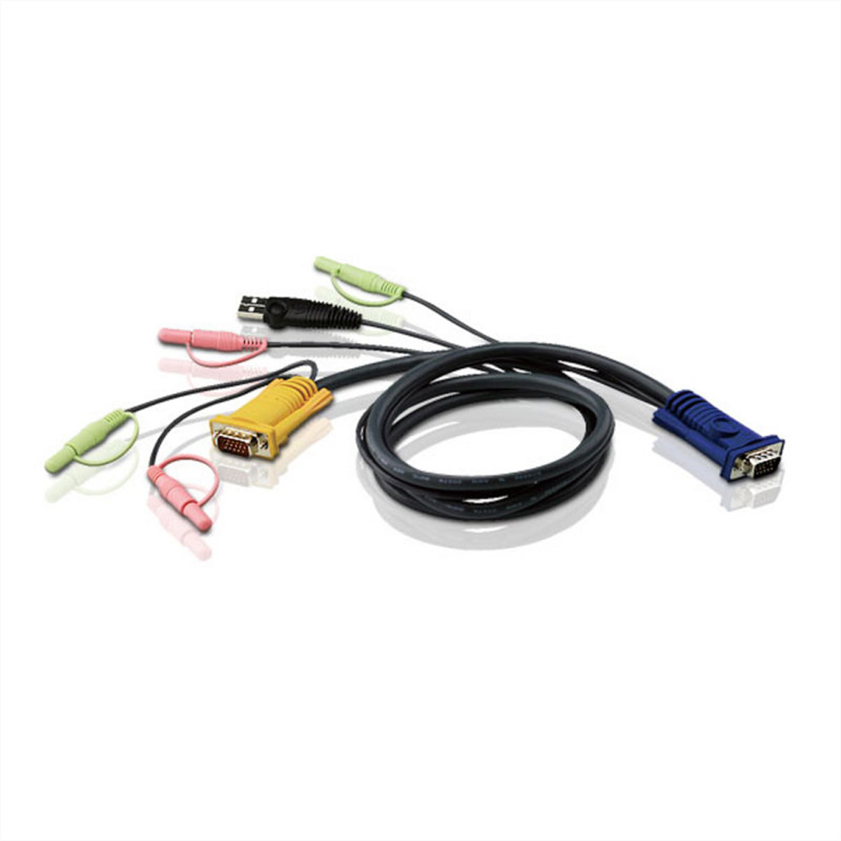 ATEN 2L-5302U KVM Kabel VGA, USB und Audio, schwarz, 1,8 m