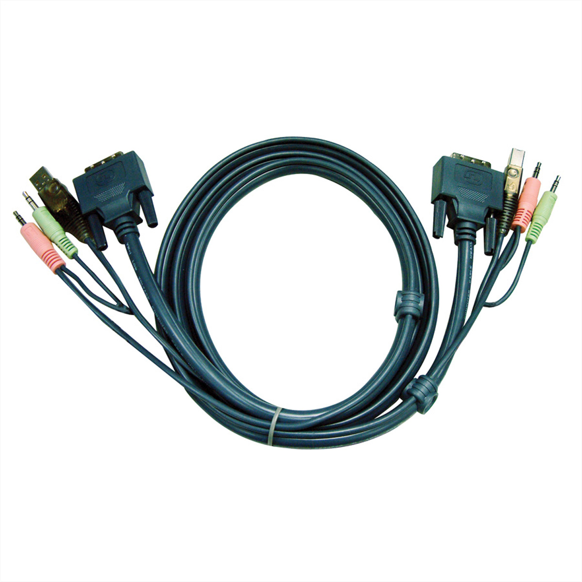 ATEN 2L-7D05U KVM Kabel DVI-D (Single Link), USB, Audio, schwarz, 5 m