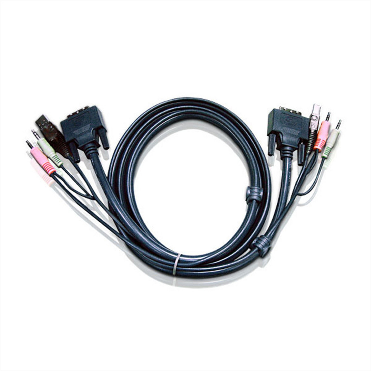 ATEN 2L-7D02UD KVM Kabel DVI-D (Dual Link), USB, Audio, schwarz, 1,8 m
