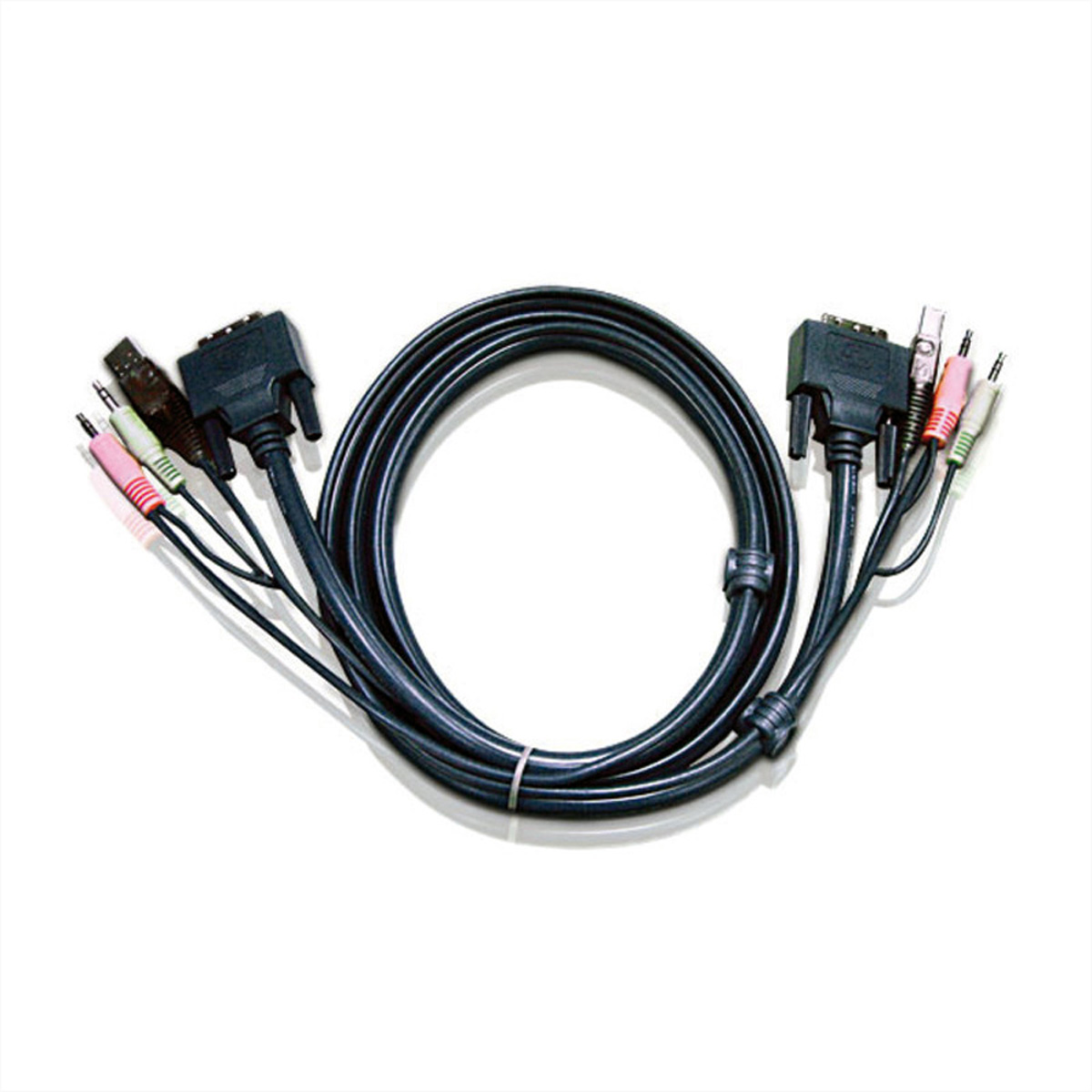 ATEN 2L-7D03UI KVM Kabel DVI-I (Single Link), USB, Audio, schwarz, 3 m