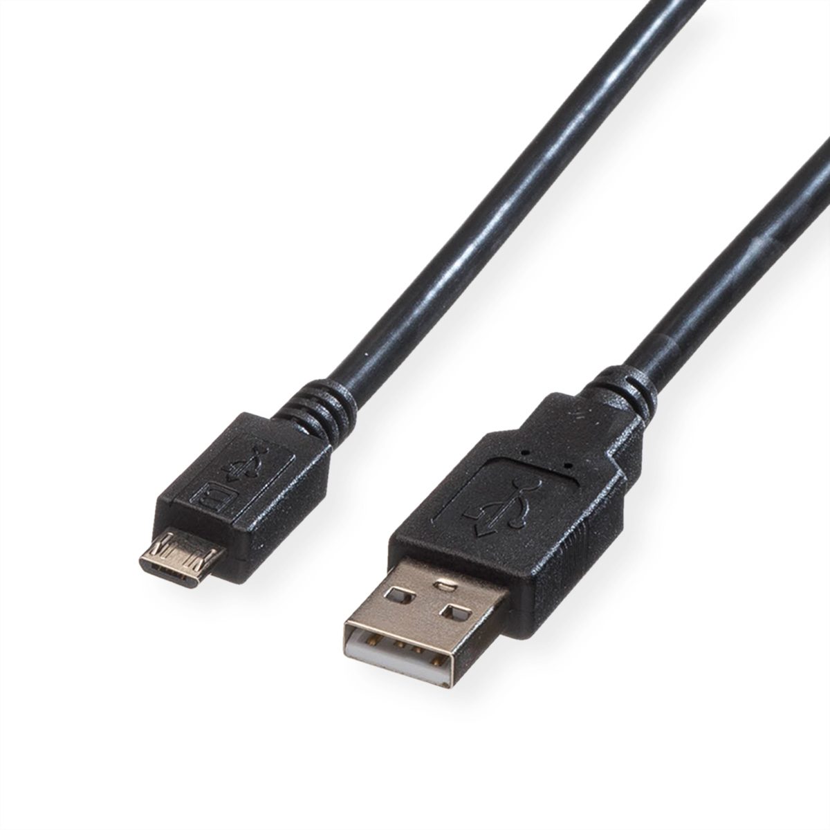 ROLINE USB 2.0 Kabel, USB A ST - Micro USB B ST, schwarz, 3 m