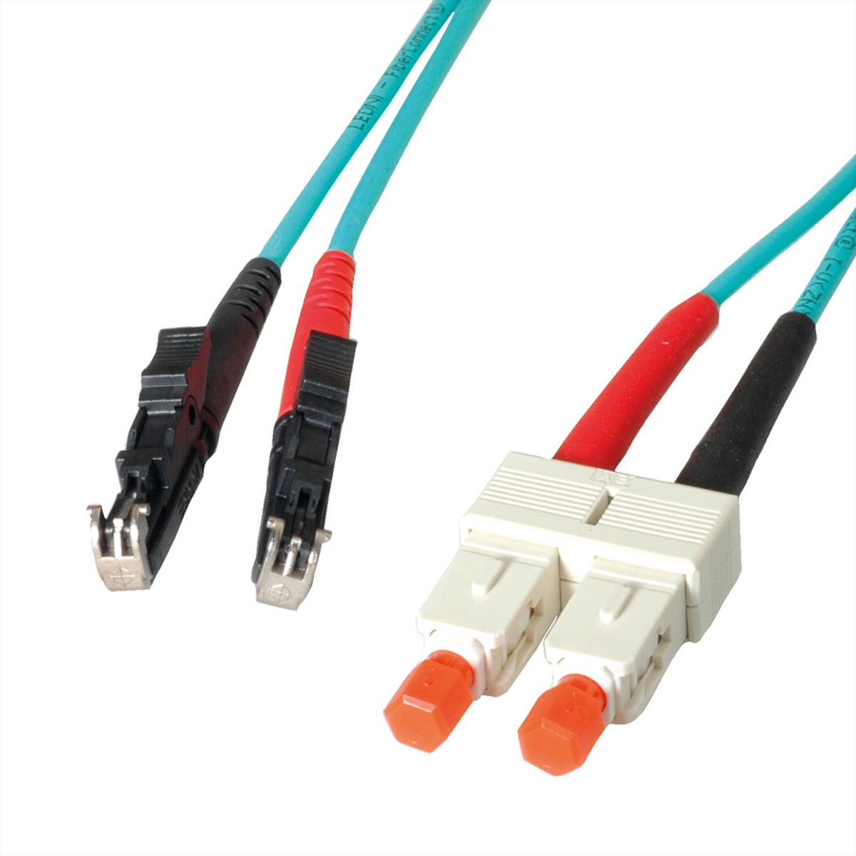 LEONI LWL-Kabel duplex 50/125µm OM3, R&M E2000 / Suhner SC, 2 m