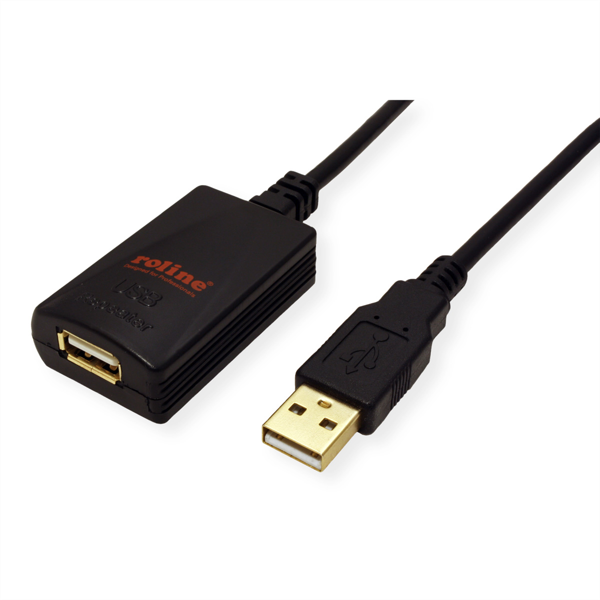 ROLINE USB 2.0 Verlängerung, schwarz, 5 m