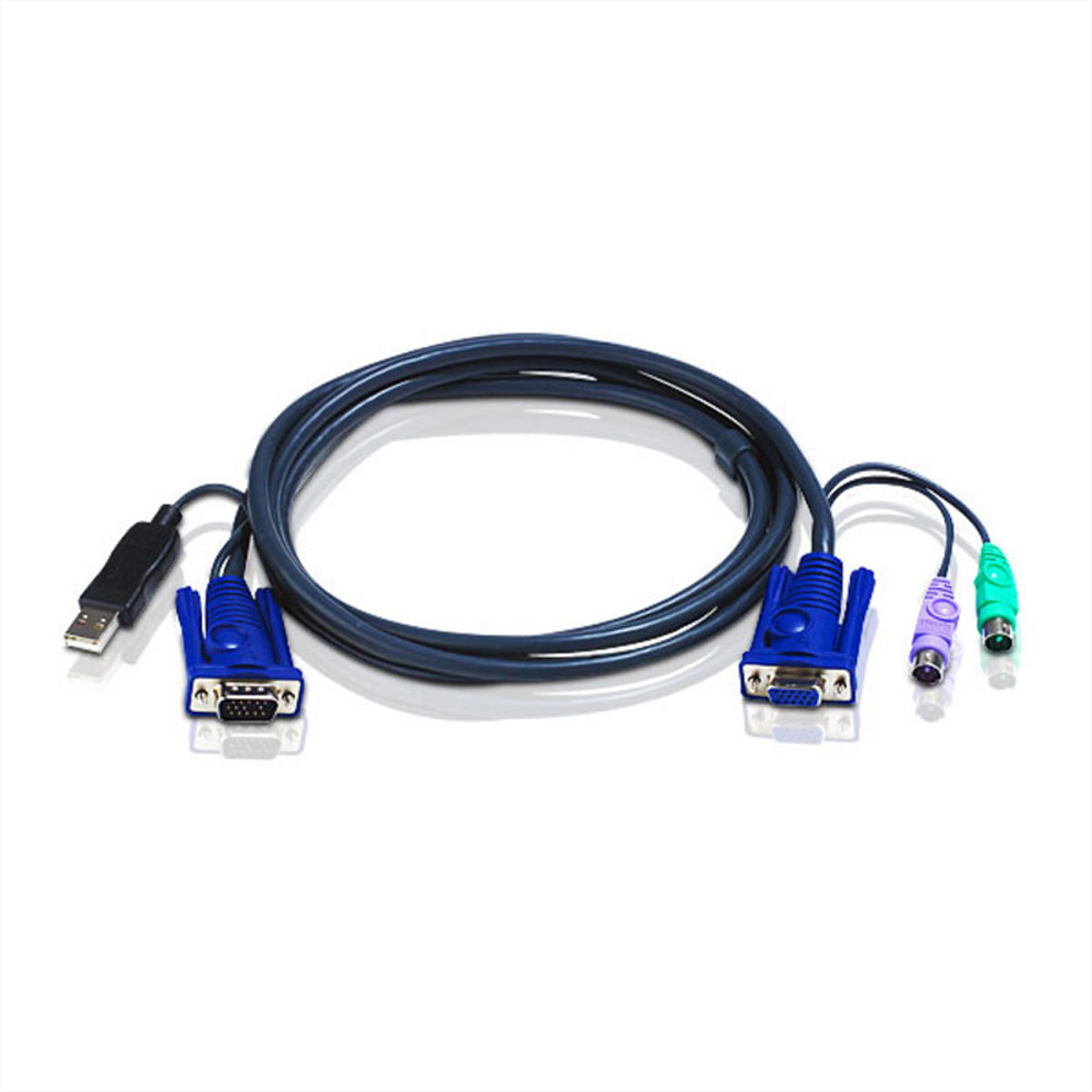 ATEN 2L-5502UP KVM-Kabel USB - PS/2, schwarz, 1,8 m