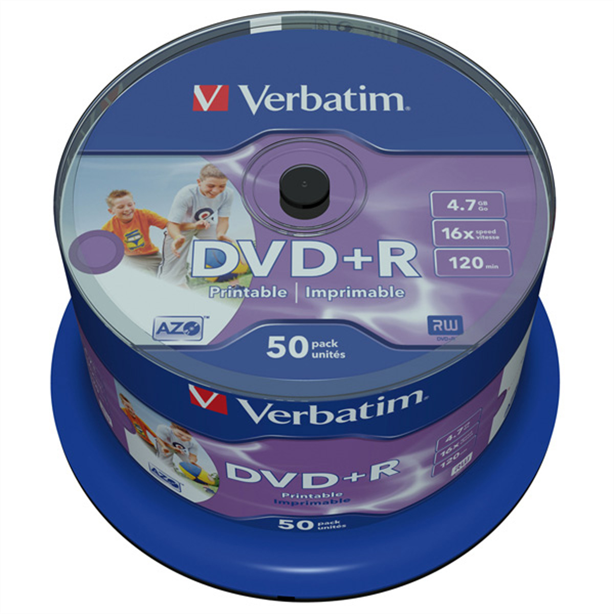 VERBATIM DVD+R, 4,7GB, 50er Pack, printable, Spindel, 16fach