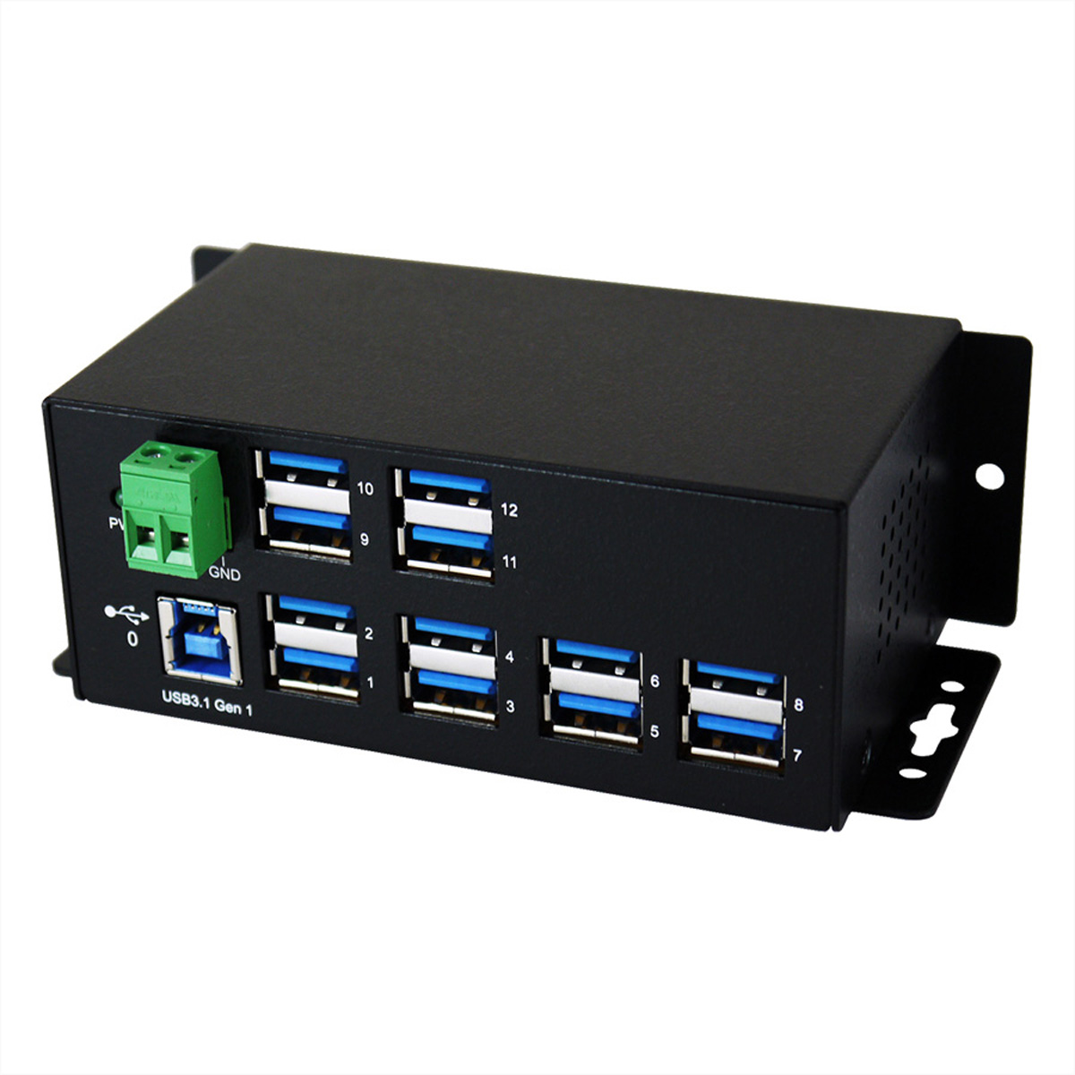 EXSYS EX-1112HMS 12 Port USB 3.2 Gen1 HUB 15KV ESD Surge Protection Metallgehäuse