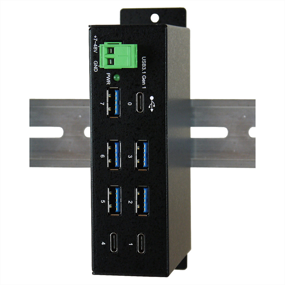 EXSYS EX-1196HMS 7 Port USB 3.2 Gen1 HUB C-Buchse, 15KV ESD Surge Protection