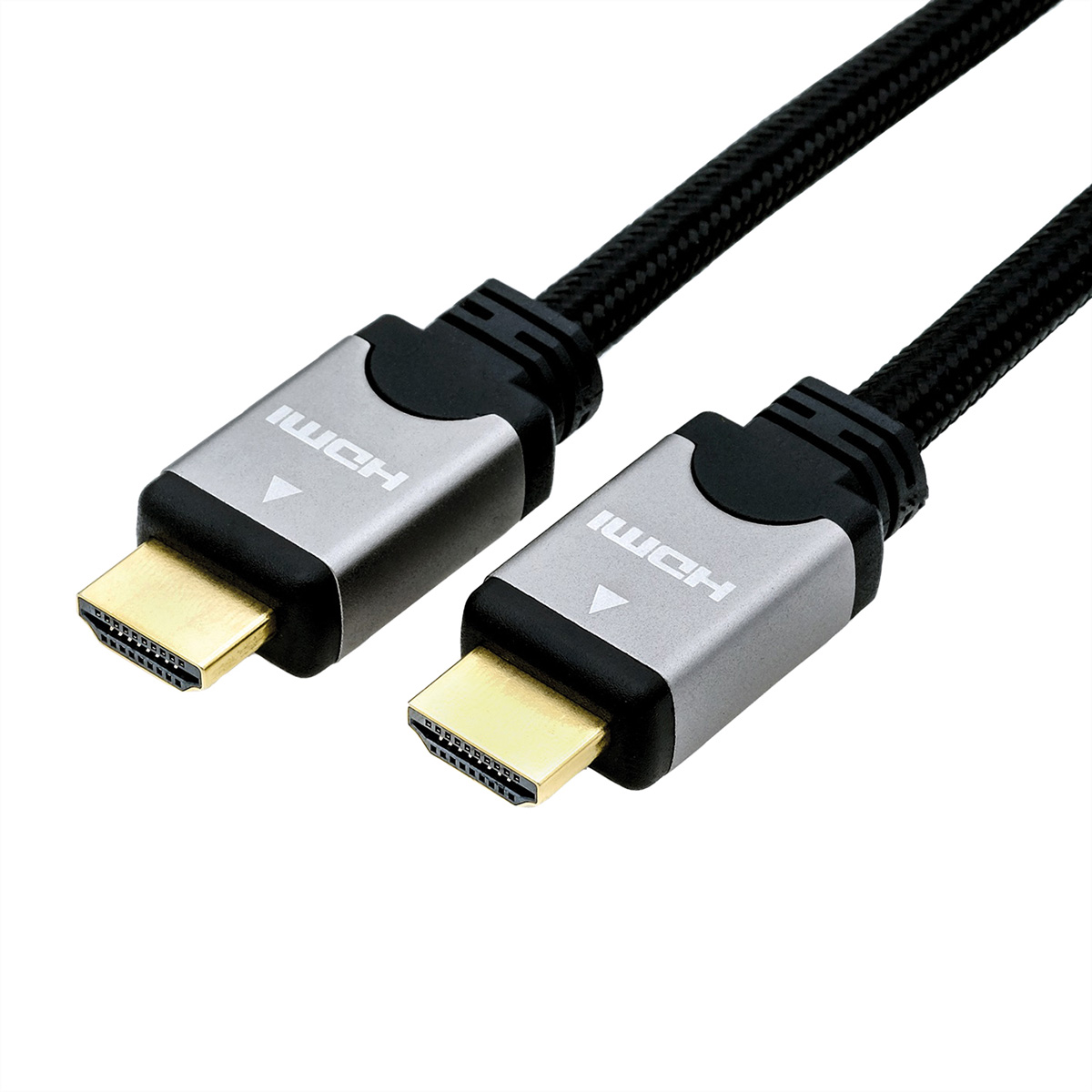 ROLINE HDMI High Speed Kabel mit Ethernet, ST-ST, schwarz / silber, 7,5 m