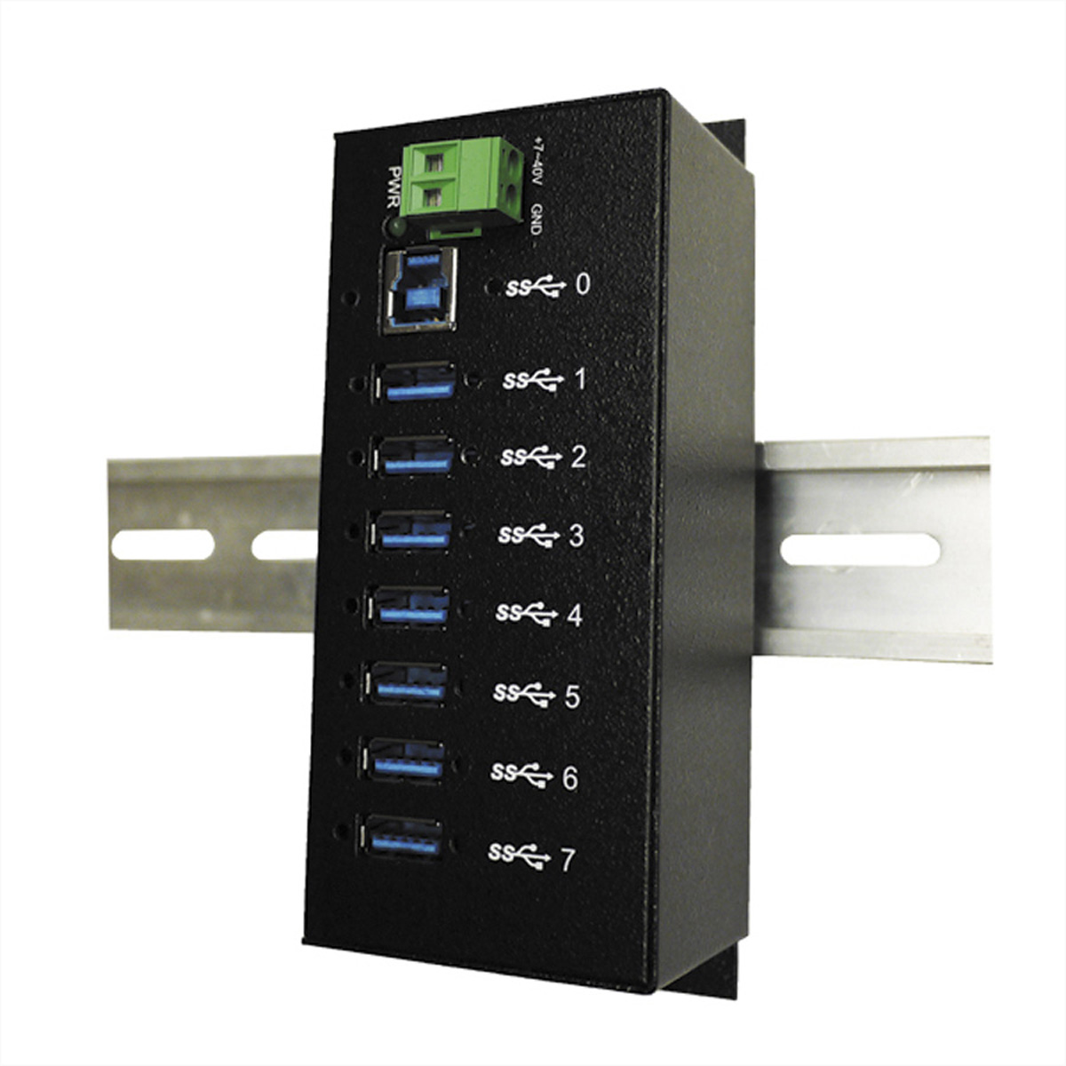 EXSYS EX-1187HMVS 7 Port USB 3.2 Gen1 Metall HUB Din-Rail