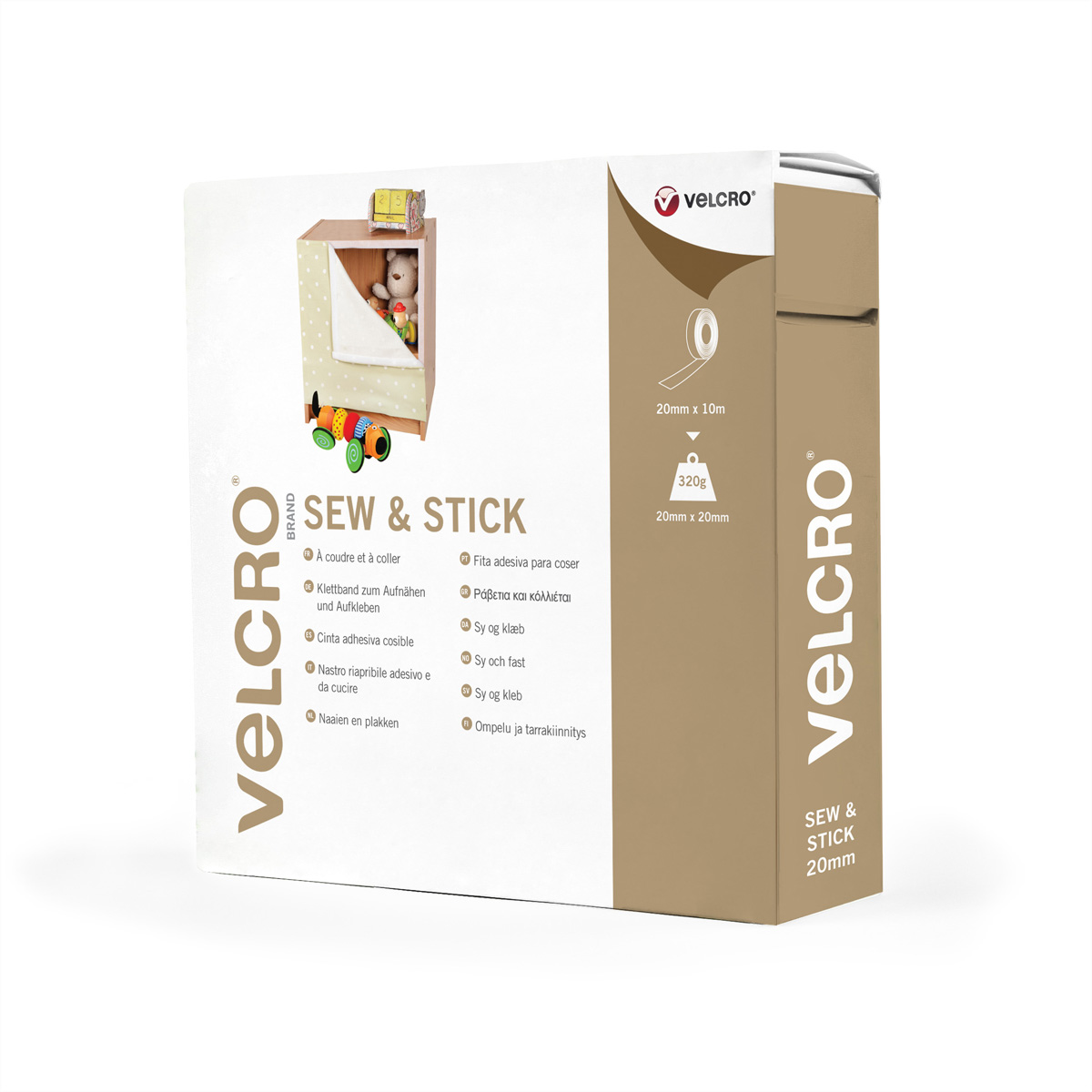 VELCRO® Klettband zum Aufnähen & Aufkleben, Haken & Flausch 20mm x 10m Schwarz