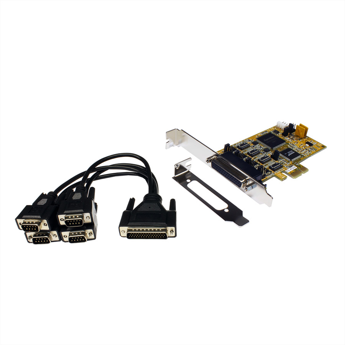 EXSYS EX-45364 4 Port RS-232/422/485 PCIe Karte Low Profile mit Octopus Kabel