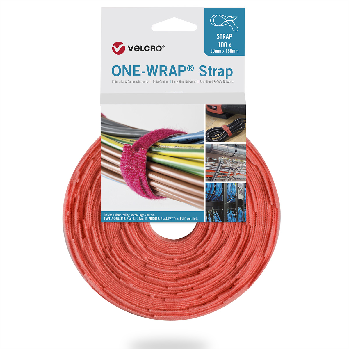 VELCRO® One Wrap® Strap 13mm x 200mm, 100 Stück, orange