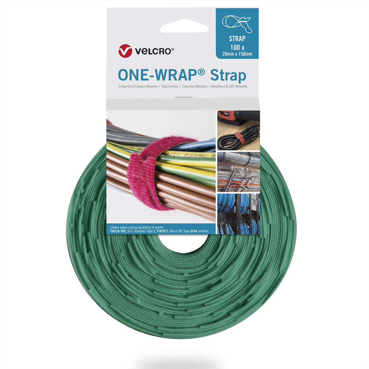 VELCRO® One Wrap® Strap 13mm x 200mm, 100 Stück, grün