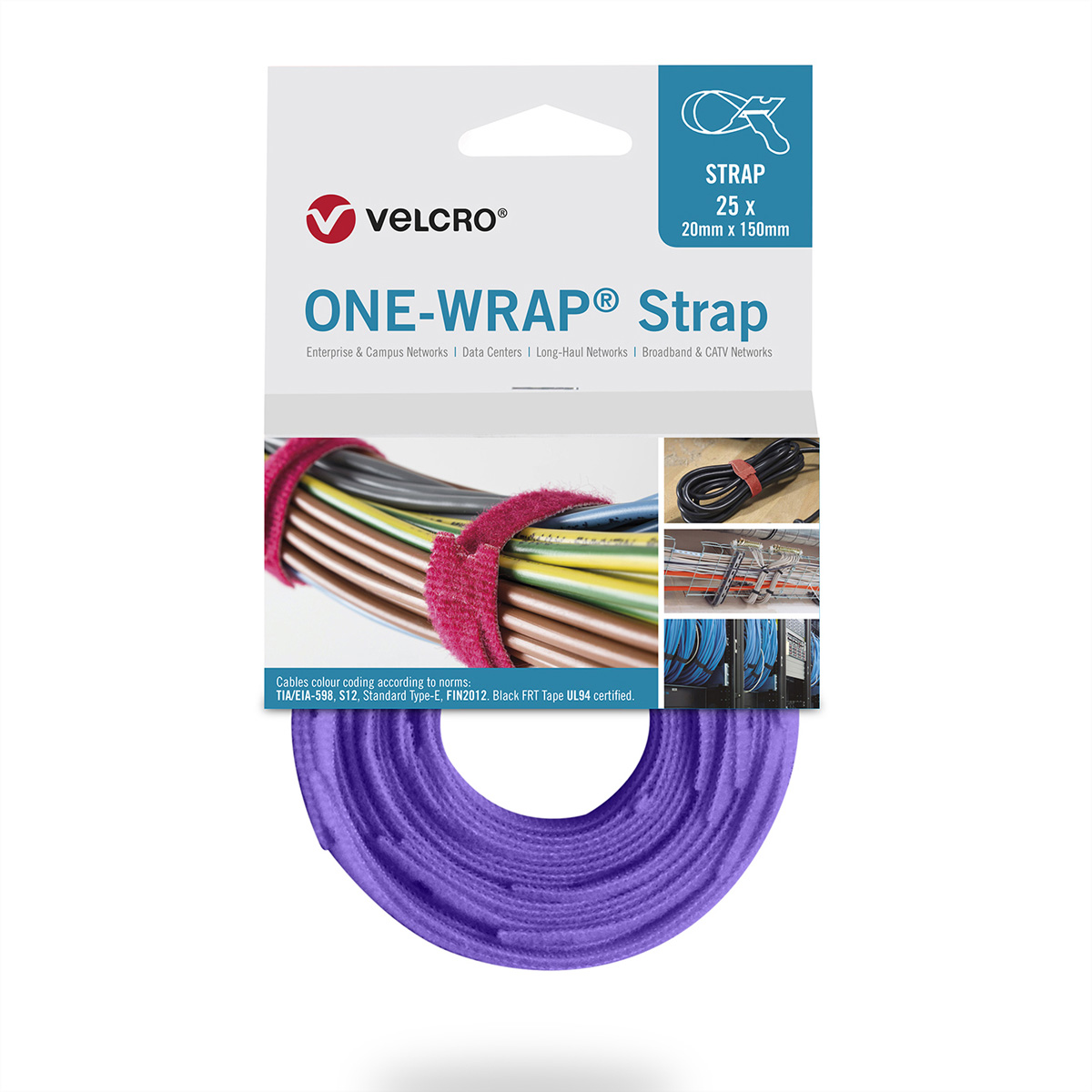 VELCRO® One Wrap® Strap 20mm x 150mm, 25 Stück, violett