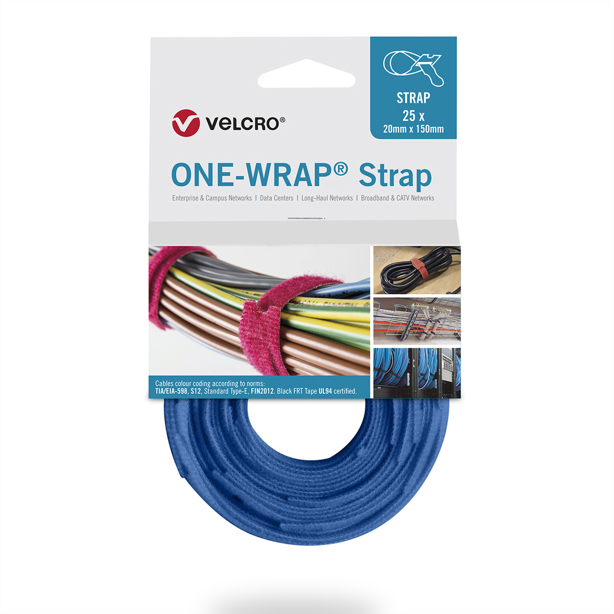 VELCRO® One Wrap® Strap 20mm x 330mm, 25 Stück, blau