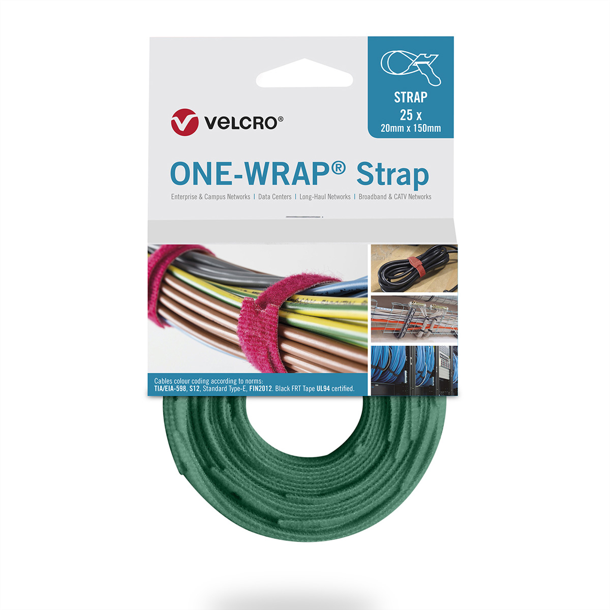 VELCRO® One Wrap® Strap 20mm x 330mm, 25 Stück, grün