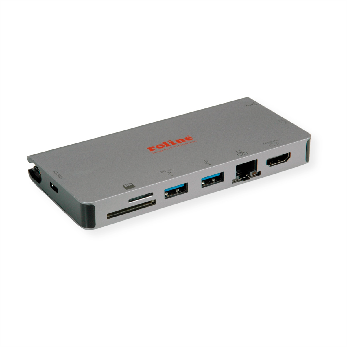 ROLINE USB Typ C Dockingstation, HDMI 4K, VGA, 2x USB 3.2 Gen 1, LAN, PD, Cardreader