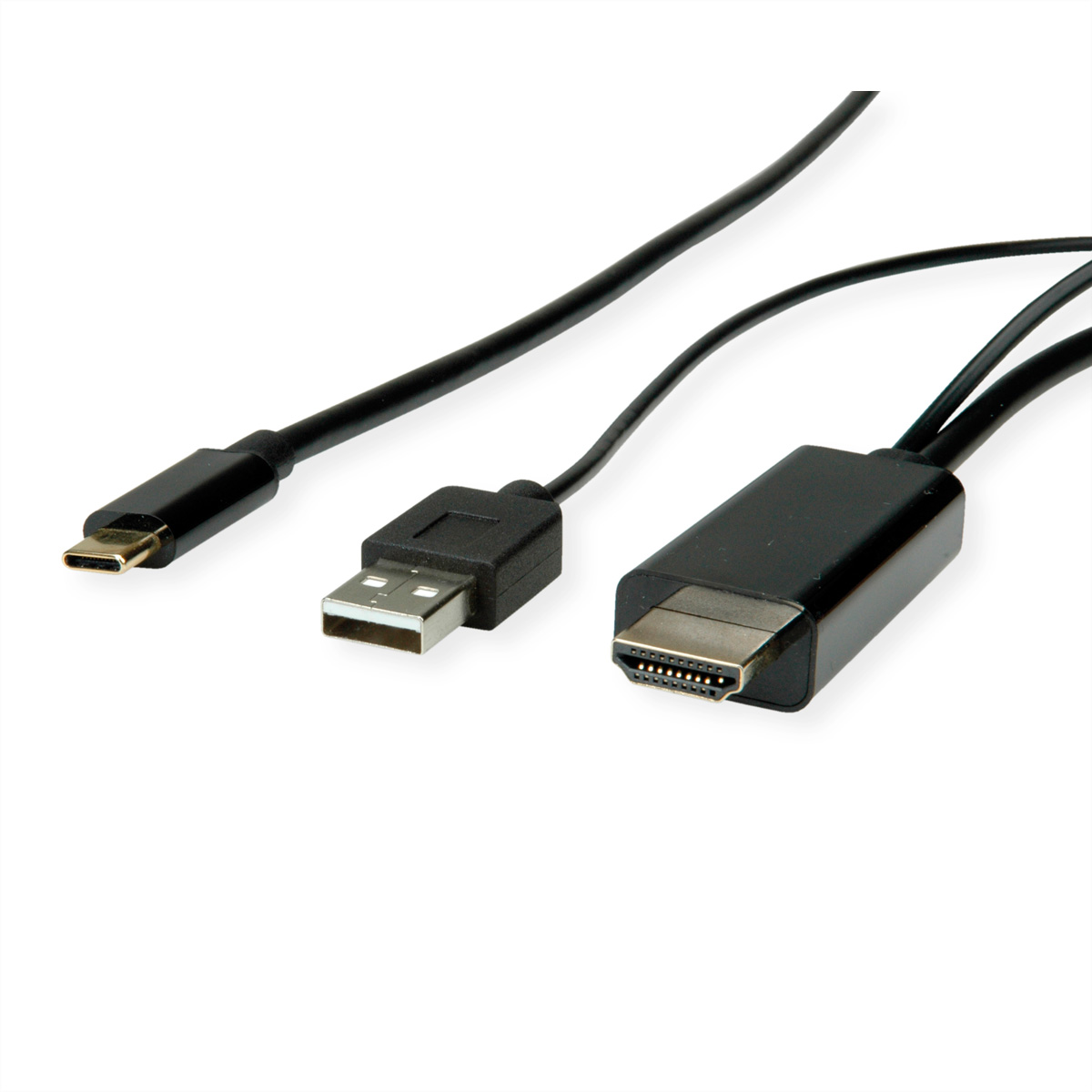 ROLINE USB Typ C - HDMI + USB A Adapterkabel, ST/ST, 2 m