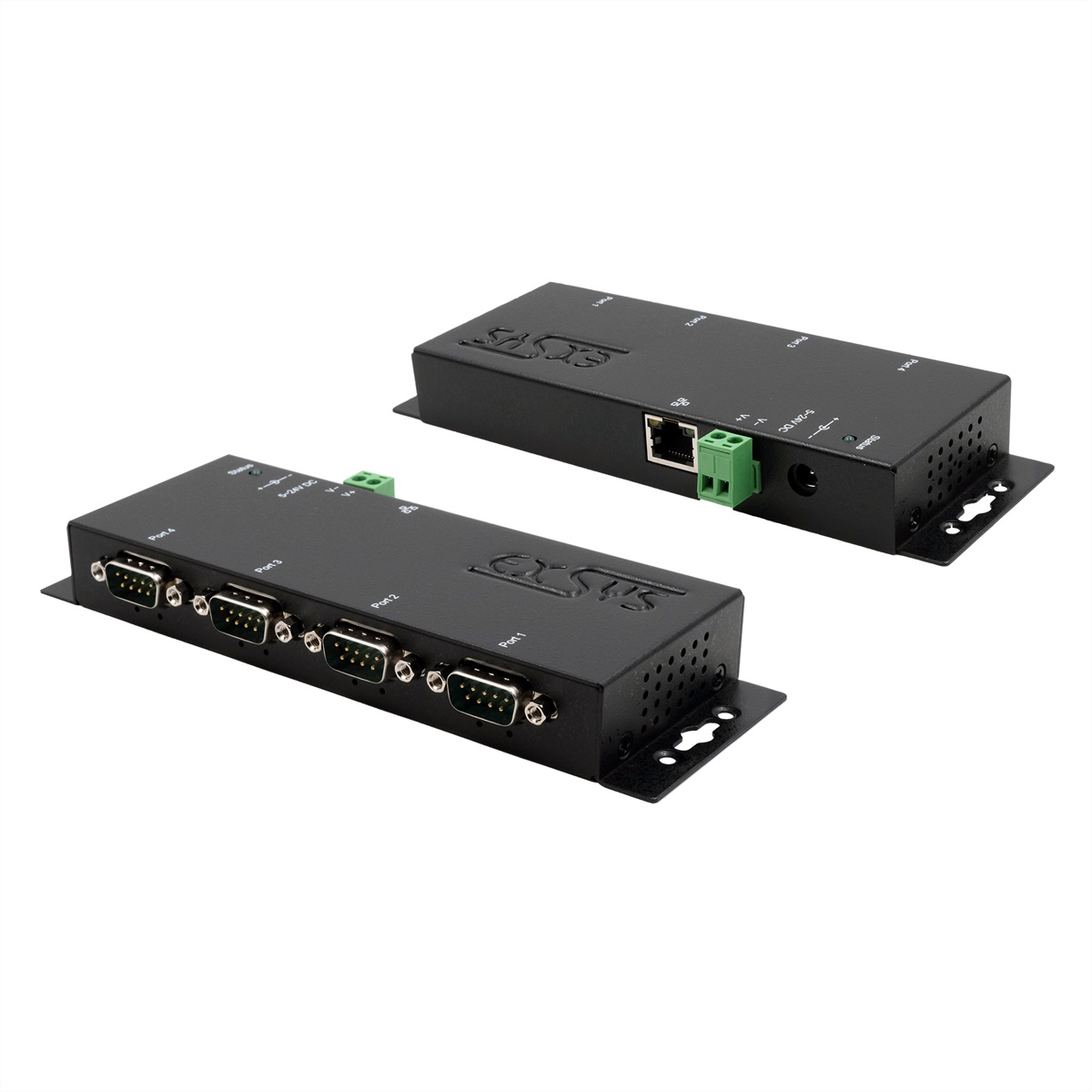 EXSYS EX-6114PoE Ethernet zu 2S RS-232 Port mit PoE inkl. 12V/3A Netzteil
