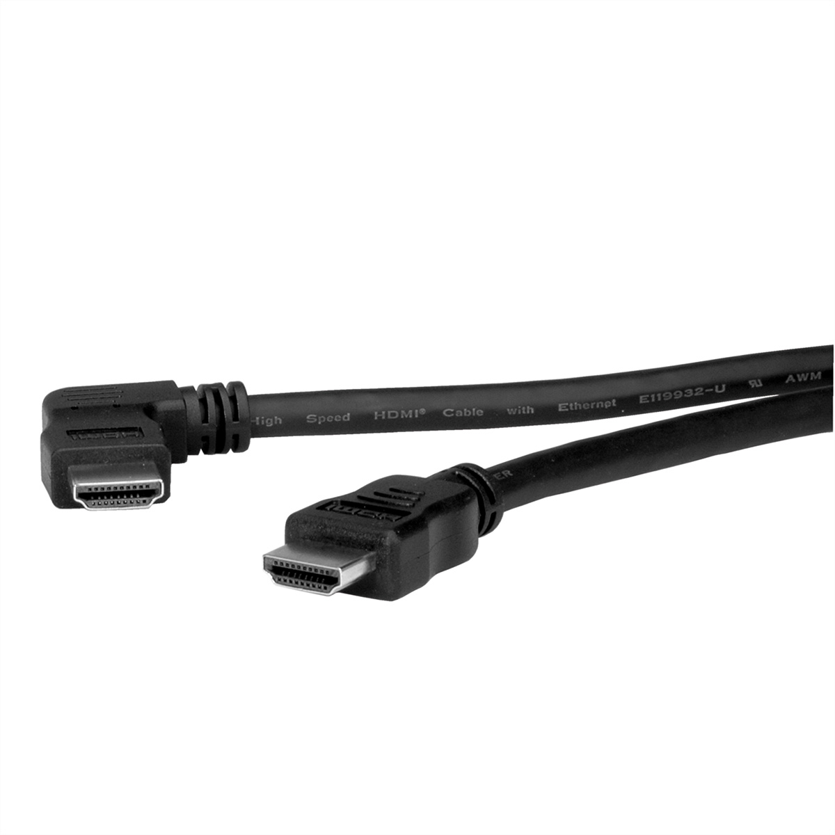 ROLINE HDMI High Speed Kabel mit Ethernet, linksgewinkelt, 2 m