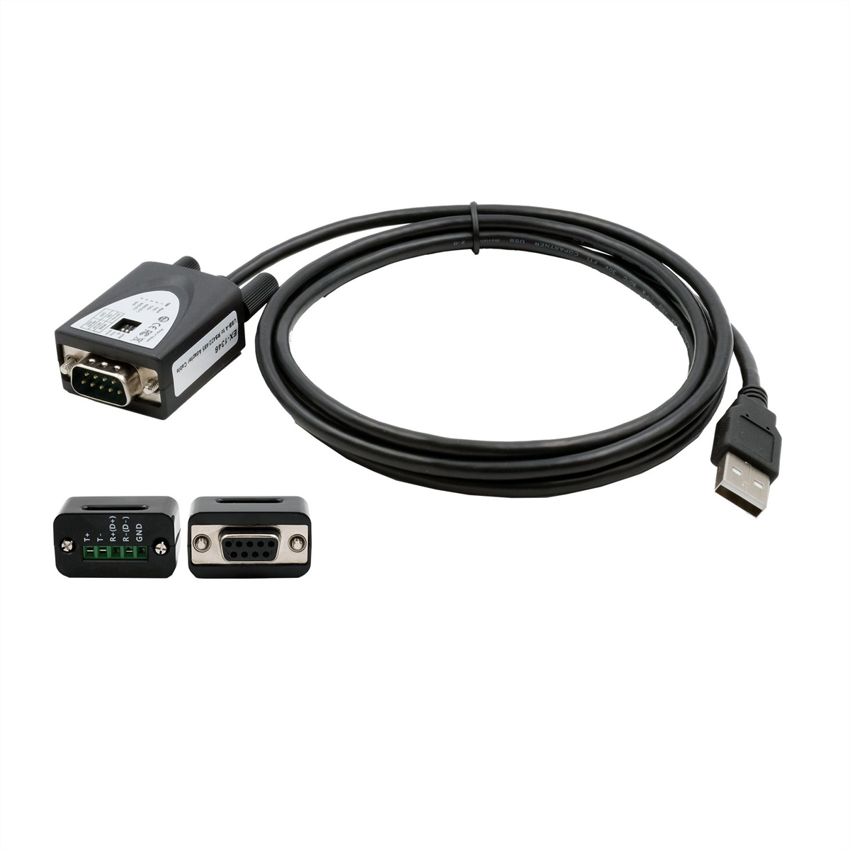 EXSYS EX-1346 USB 2.0 zu 1S x Serielle Schnittstelle RS-422/485 Port Konverter, Kabel, FDTI, schwarz, 1,8 m