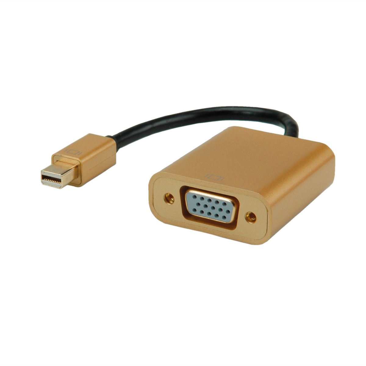 ROLINE GOLD Mini DisplayPort-VGA Adapter, Aktiv, v1.2, Mini DP ST - VGA BU, Reta