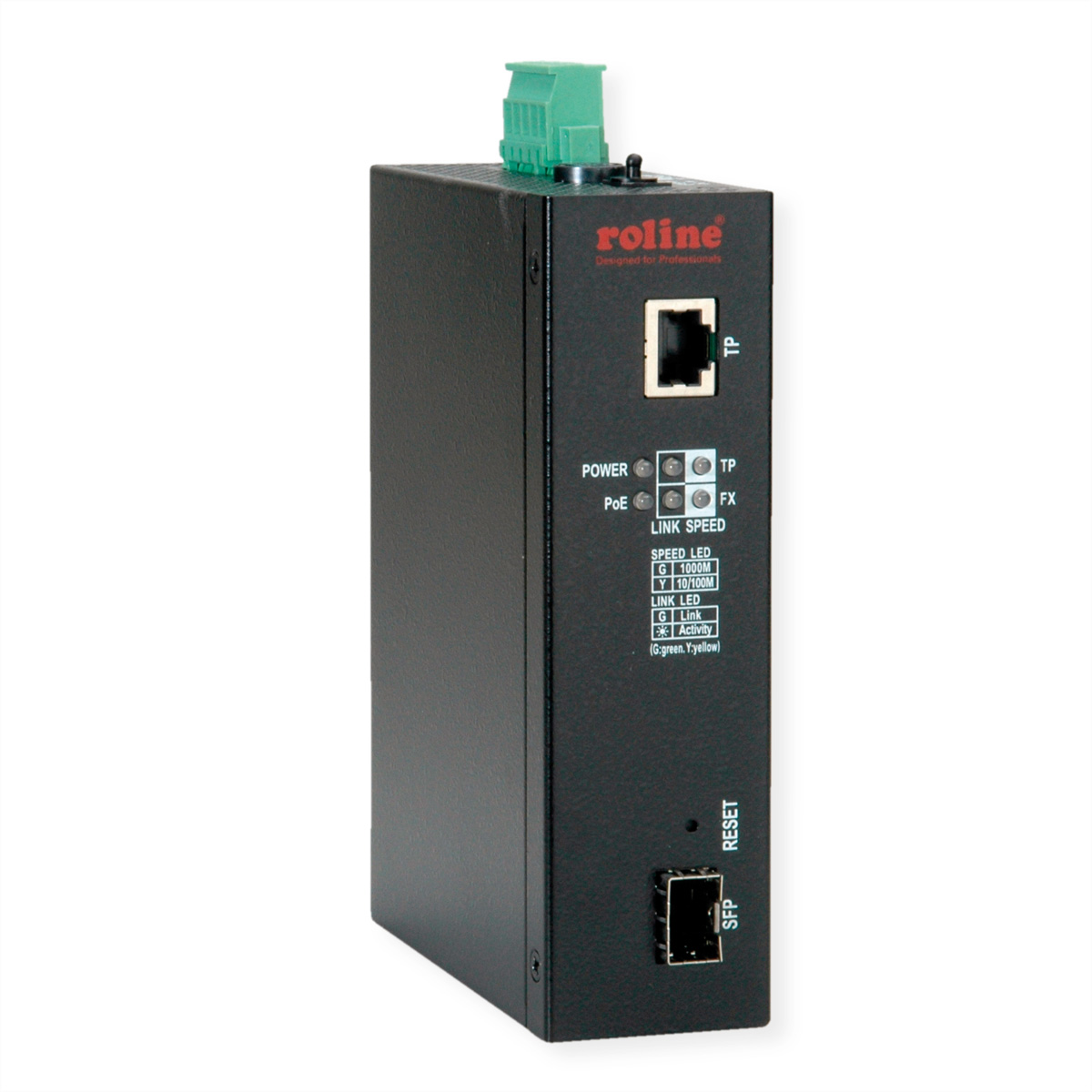 ROLINE Industrie Konverter Gigabit Ethernet - Dual Speed 100/1000 Fiber, mit PoE