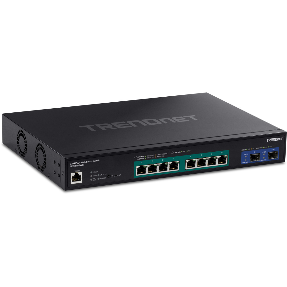 TRENDnet TPE-3102WS 10-Port 2.5G Switch, Web Smart PoE+ mit 10G SFP+ Slots
