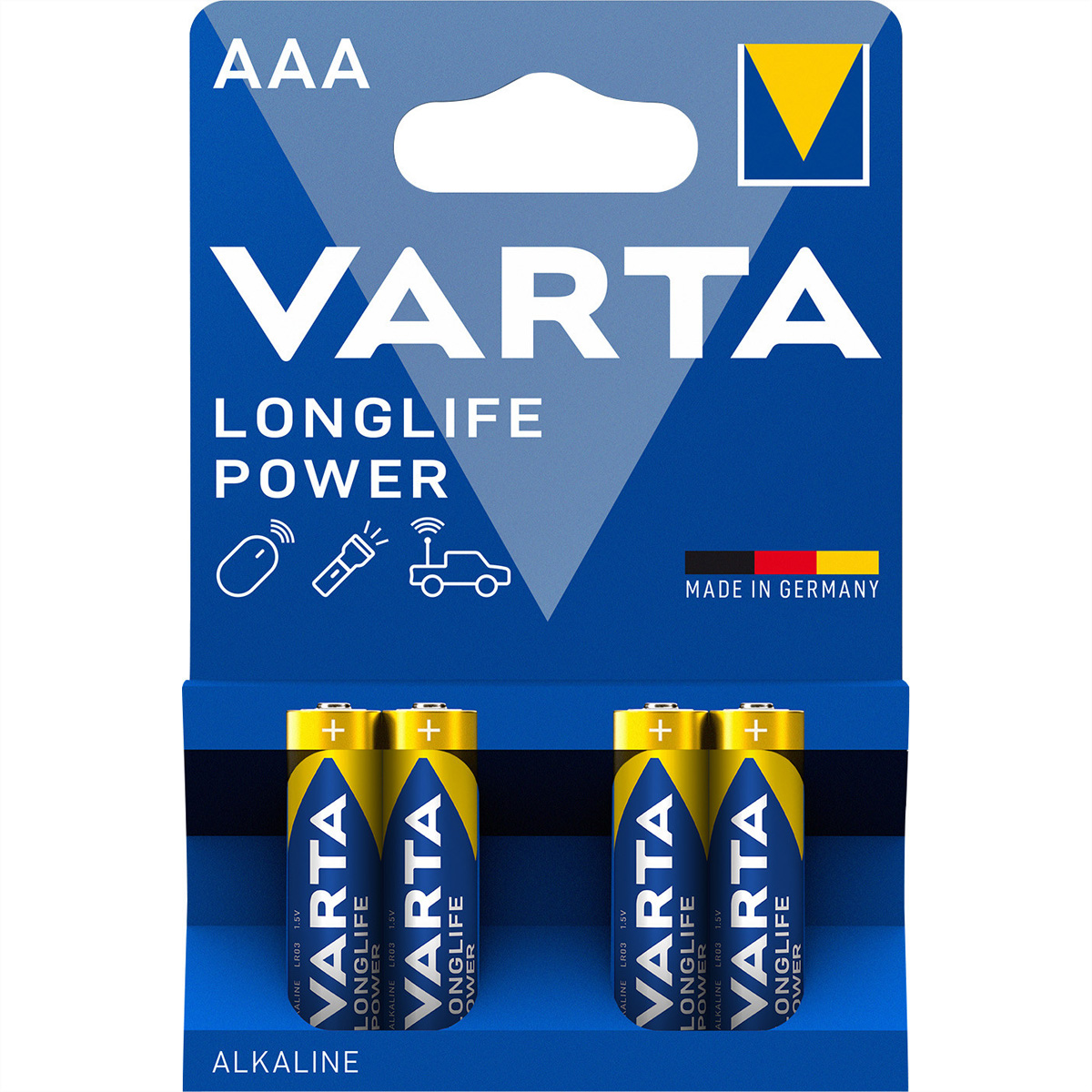 VARTA Batterie Micro, AAA, LR03,4er, 1,5V, 1220mAh, Longlife Power 4 Zellen per Blister