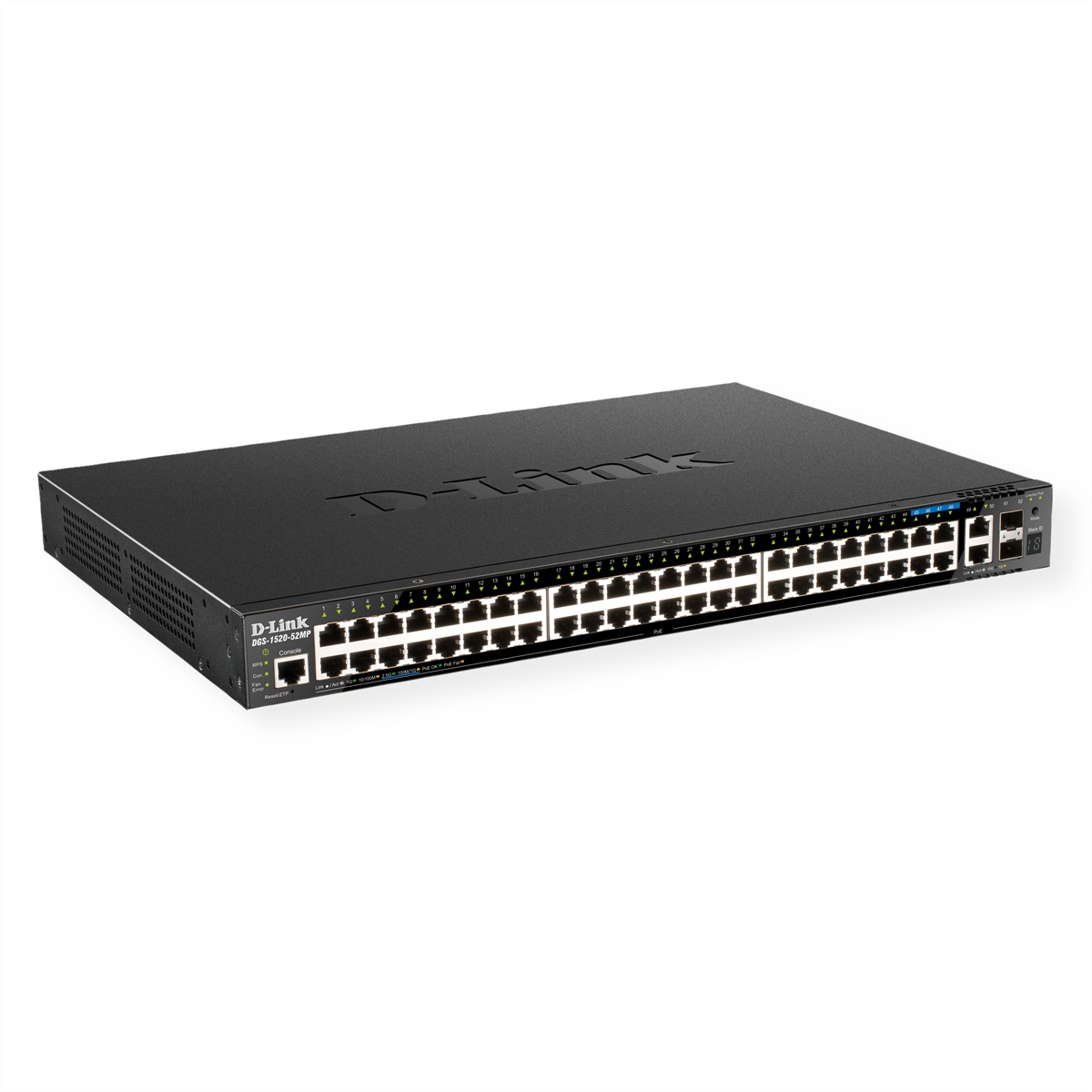 D-Link DGS-1520-52MP/E 52-Port Smart Managed PoE+ Gigabit Stack Switch, 4x 2.5 GE, 4x 10G