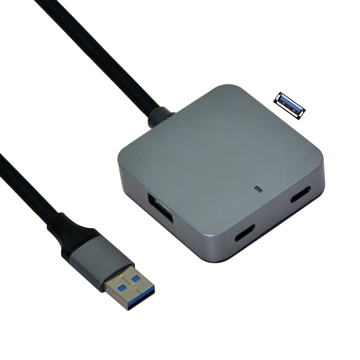 VALUE USB 3.2 Gen 1 Hub, 4 Ports (2x USB-A + 2x USB-C), mit VerlÃ¤ngerungskabel, 5 m