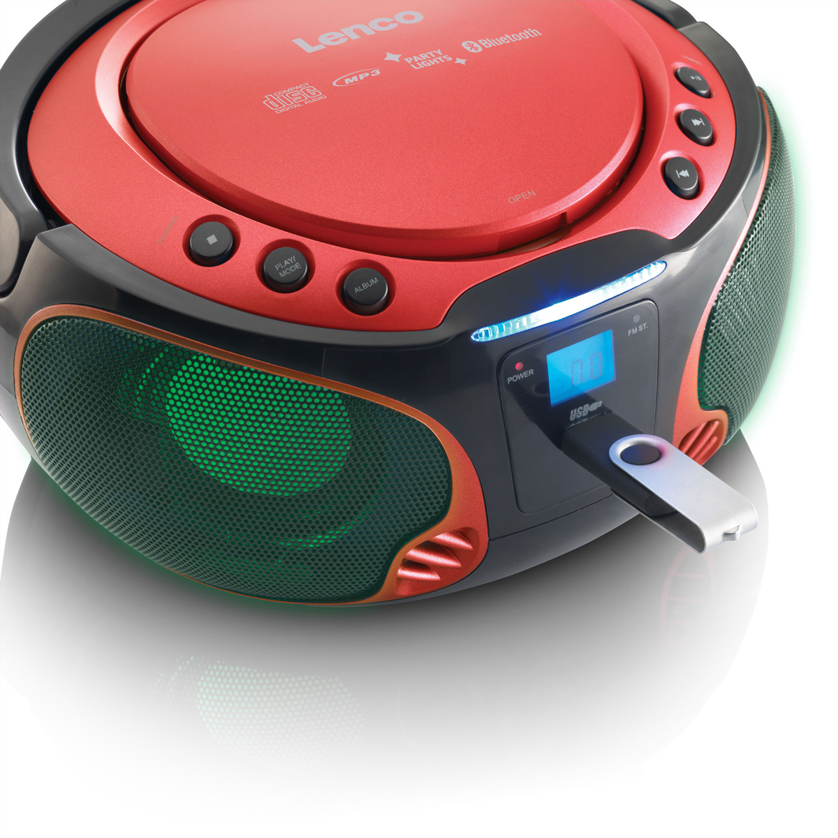Lenco CD-Player SCD-550, Rot, Lichteffekt