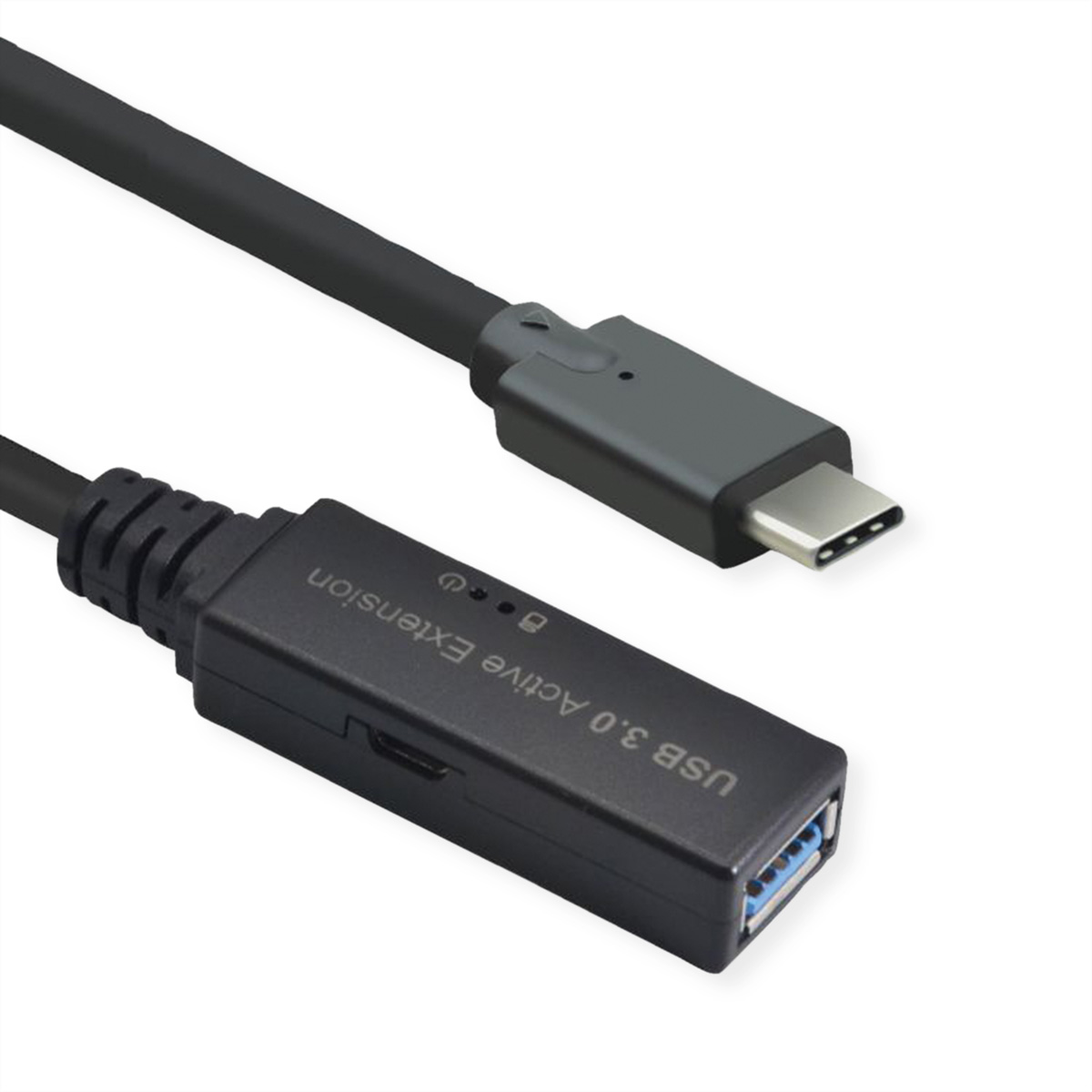 ROLINE USB 3.2 Gen 1 Aktives Repeater Kabel, Typ A - C, schwarz, 10 m