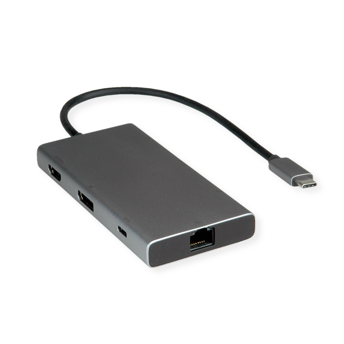 VALUE USB Typ C Dockingstation, HDMI+DP 4K60, 3x USB 3.2Gen1 (1x C + 2x A), 1x PD, 1x RJ45