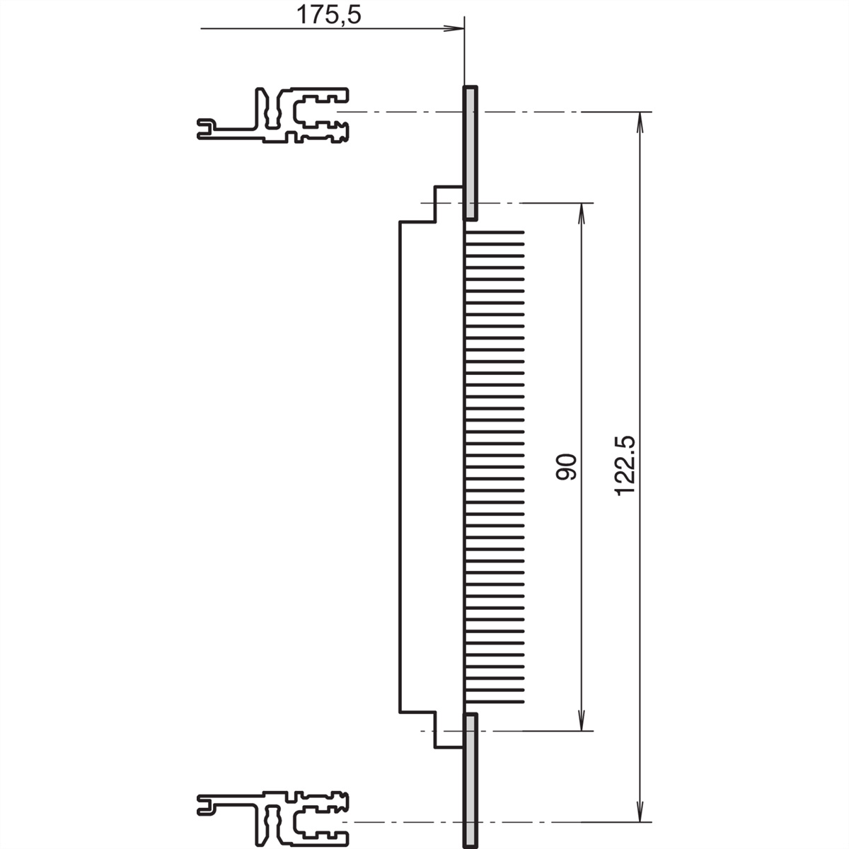 SCHROFF Lochschiene für Steckverbinder nach EN 60603-2 (DIN 41612) - LOCHSCH.42HP F DIN41612 4ST
